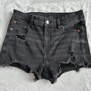 American Eagle stretch mid/high rise black shorts